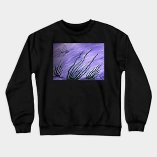 fish in purple and lavendar water with seagrass Crewneck Sweatshirt